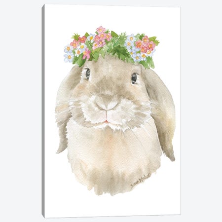 Lop Rabbit With Floral Crown Canvas Print #SWO29} by Susan Windsor Canvas Artwork