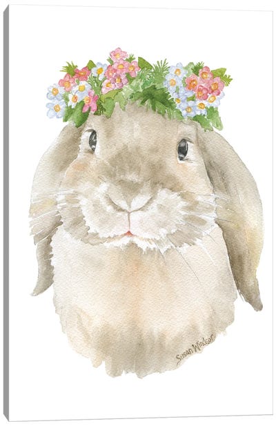 Lop Rabbit With Floral Crown Canvas Art Print - Susan Windsor