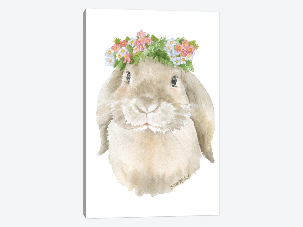 Lop Rabbit With Floral Crown by Susan Windsor 1-piece Art Print
