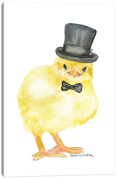 Chick In A Top Hat Canvas Art Print - Susan Windsor