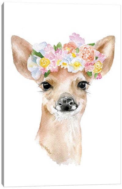 Deer With Floral Crown Canvas Art Print - Susan Windsor