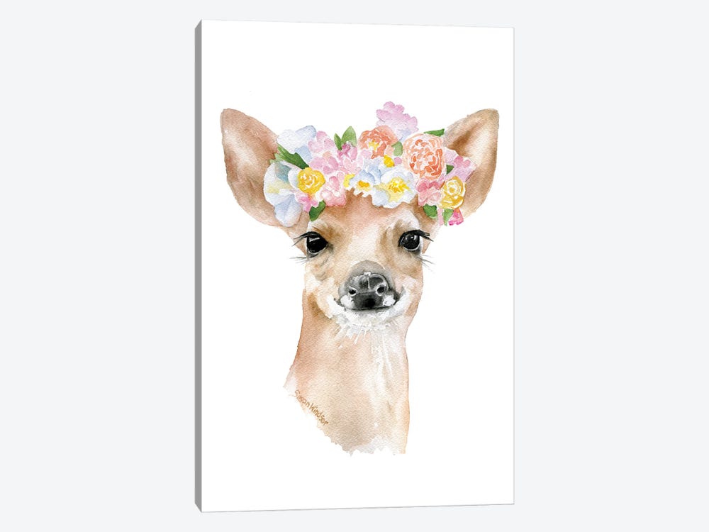 Deer With Floral Crown by Susan Windsor 1-piece Canvas Print