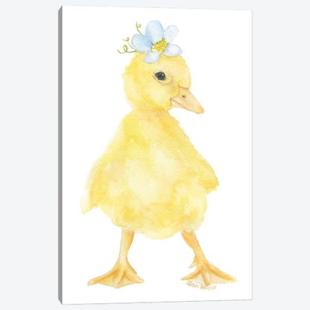 Duckling With Flowers Canvas Print #SWO33} by Susan Windsor Canvas Art Print
