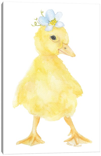 Duckling With Flowers Canvas Art Print - Susan Windsor