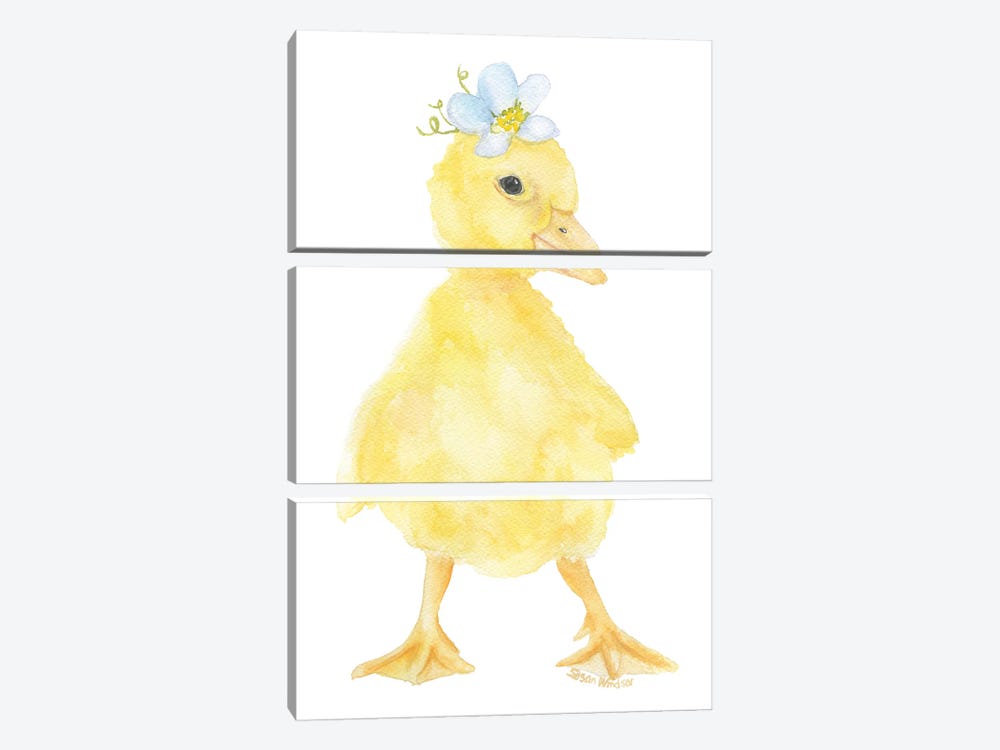 Duckling With Flowers by Susan Windsor 3-piece Canvas Wall Art