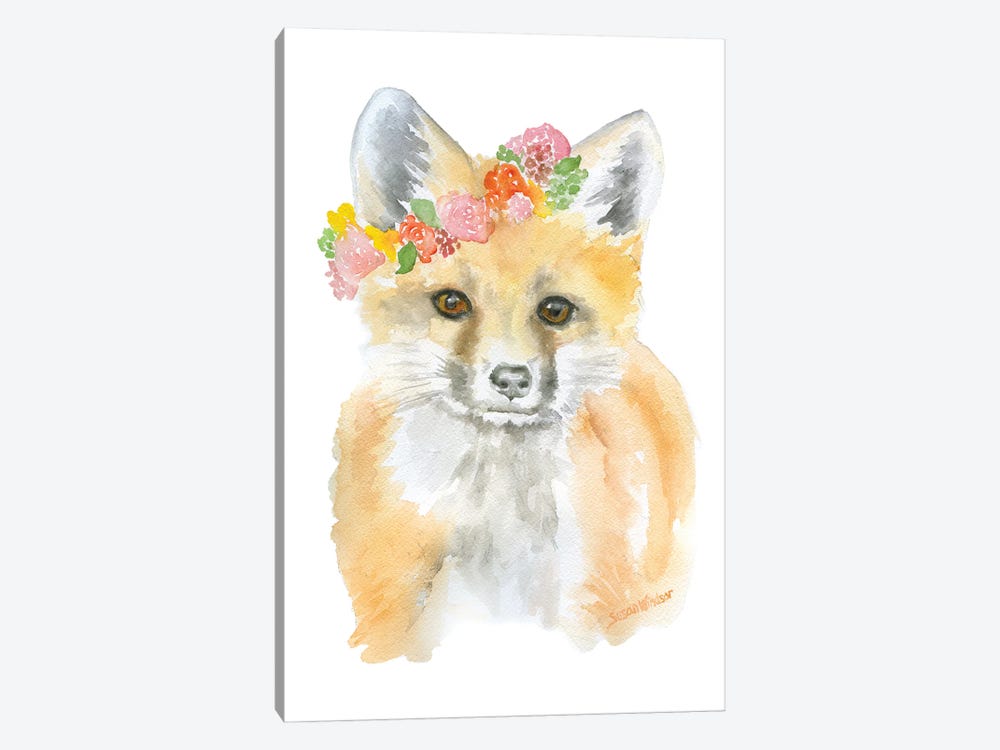 Fox With Flowers by Susan Windsor 1-piece Canvas Art Print