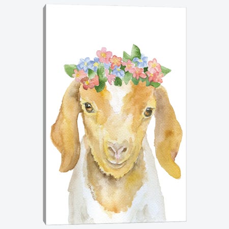 Nubian Goad With Floral Crown Canvas Print #SWO35} by Susan Windsor Canvas Artwork