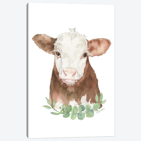 Hereford Calf With Greenery Canvas Print #SWO36} by Susan Windsor Canvas Art