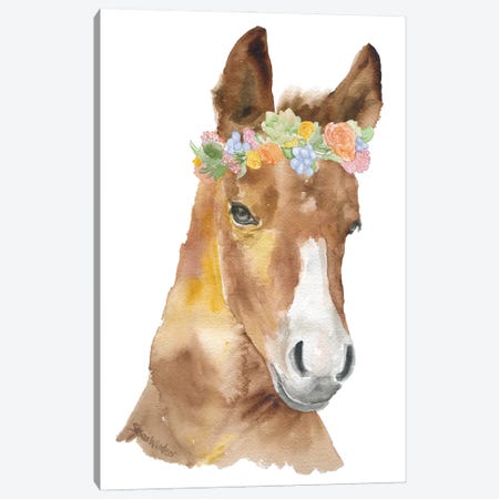 Horse With Flowers Canvas Print #SWO37} by Susan Windsor Canvas Wall Art