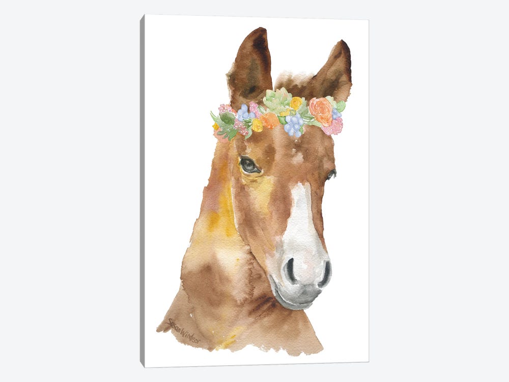 Horse With Flowers by Susan Windsor 1-piece Canvas Artwork