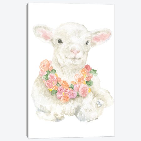 Lamb With A Floral Wreath Canvas Print #SWO38} by Susan Windsor Canvas Art Print