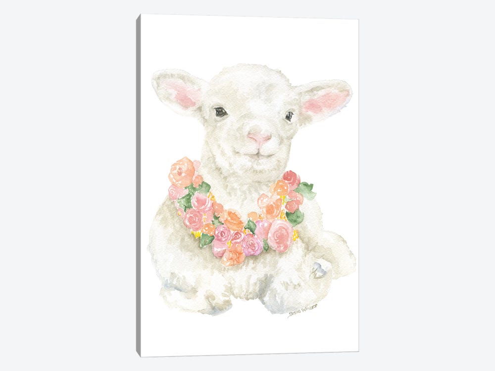 Lamb With A Floral Wreath by Susan Windsor 1-piece Art Print