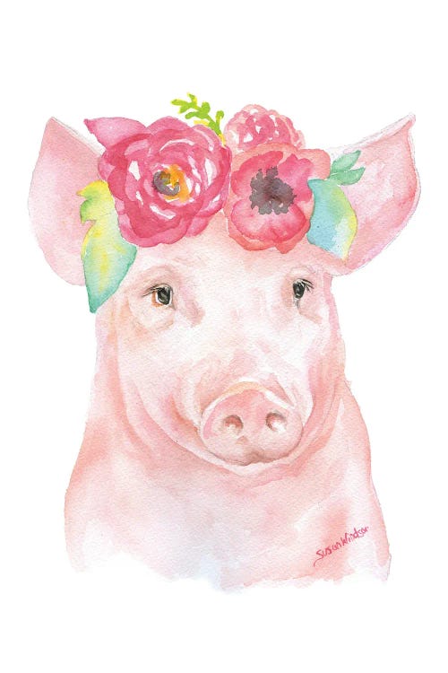 Pig With Flowers II