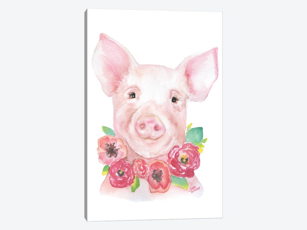 Pig With Flowers III by Susan Windsor 1-piece Art Print