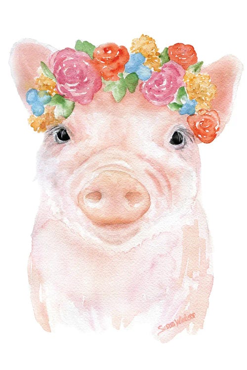 Pig With Flowers