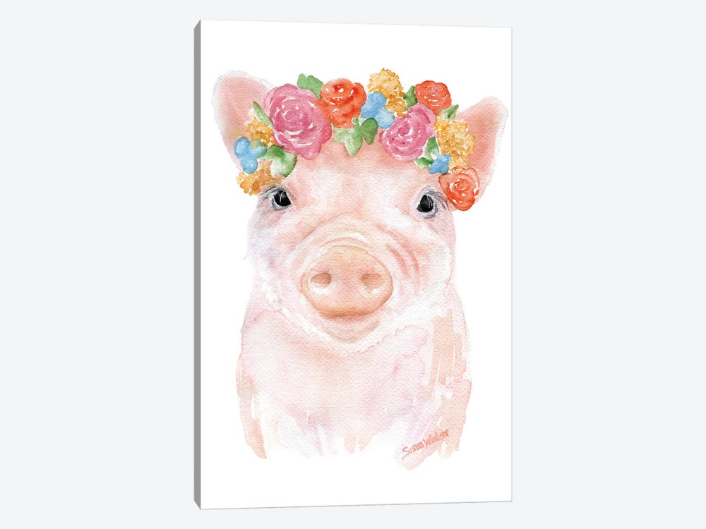 Pig With Flowers by Susan Windsor 1-piece Canvas Artwork