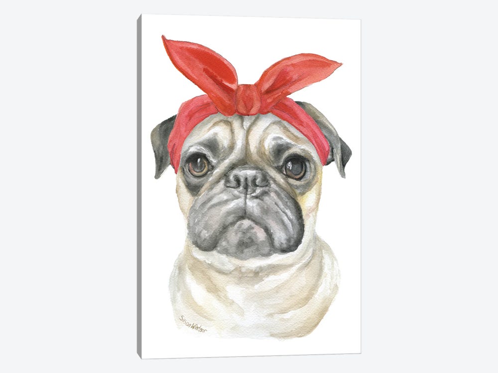 Pug With A Red Bandana by Susan Windsor 1-piece Art Print