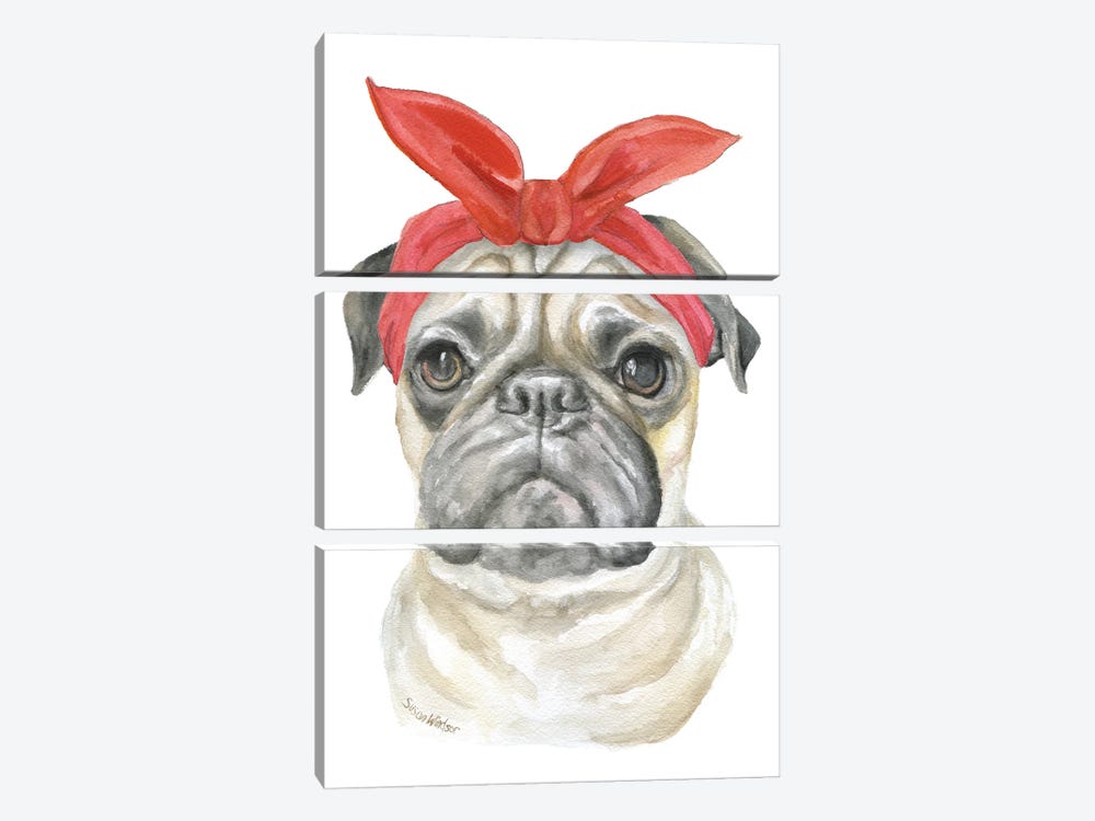 Pug With A Red Bandana by Susan Windsor 3-piece Art Print