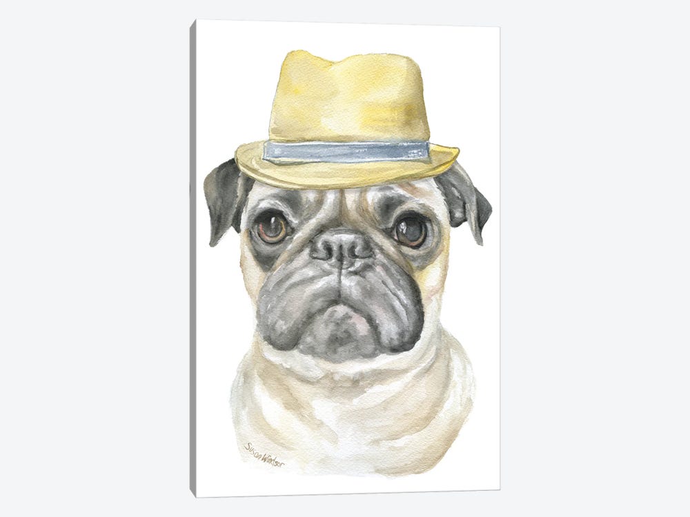 Pug With A Fedora by Susan Windsor 1-piece Canvas Wall Art