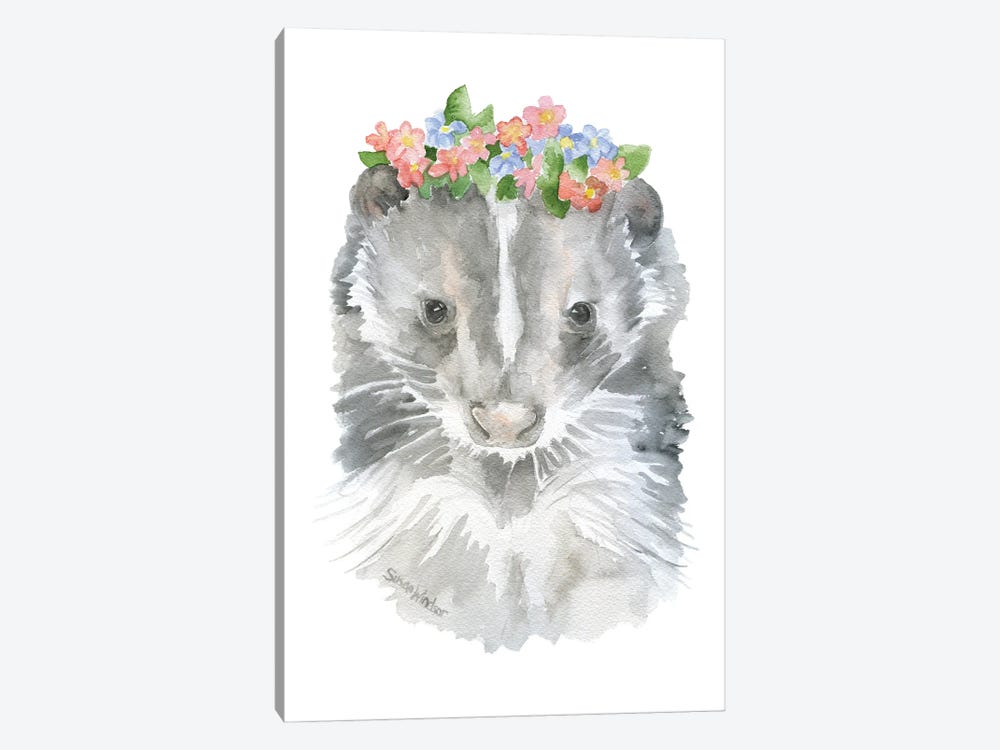 Baby Skunk With Flowers by Susan Windsor 1-piece Art Print