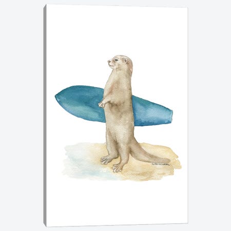 Surfing Otter Canvas Print #SWO50} by Susan Windsor Canvas Print