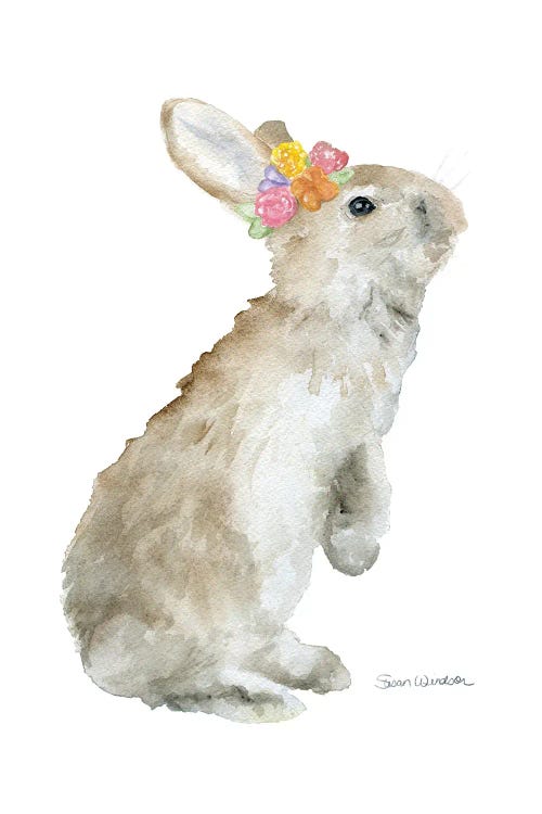 Tan Bunny Rabbit With Flowers