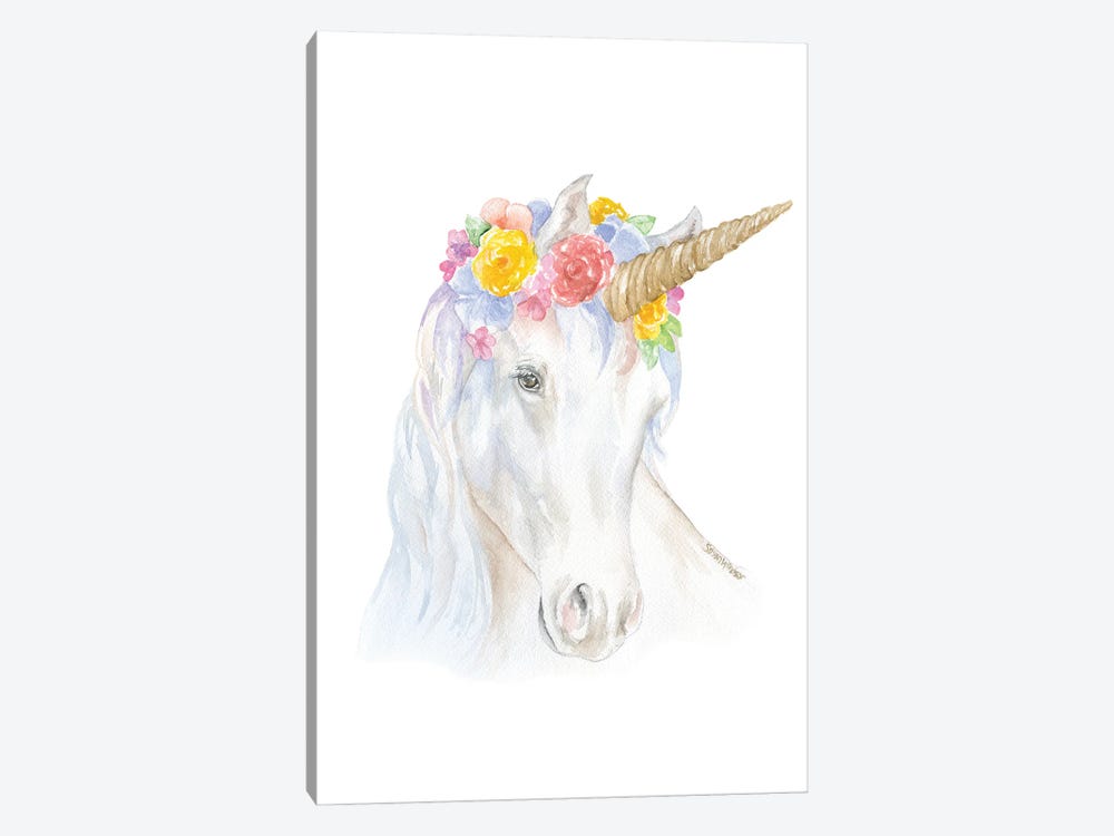 Unicorn With Flowers by Susan Windsor 1-piece Canvas Art