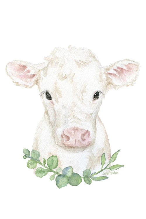 White Calf With Greenery