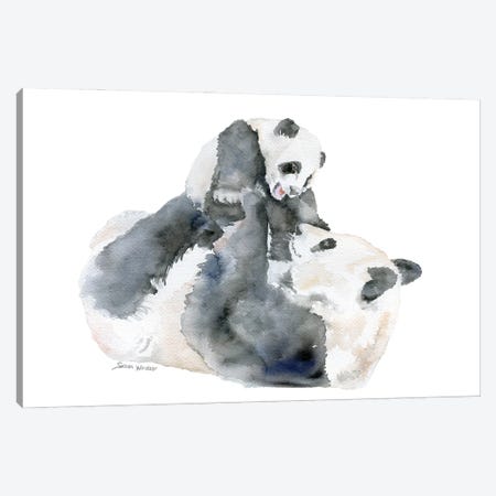 Panda Mother And Baby Canvas Print #SWO57} by Susan Windsor Canvas Artwork