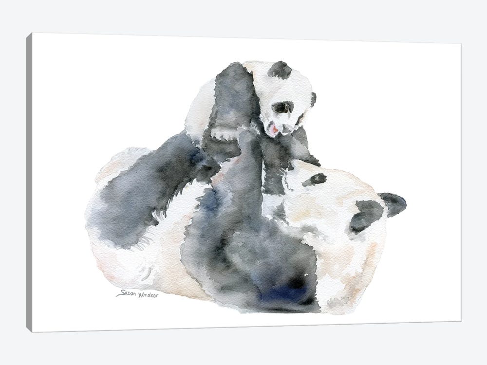 Panda Mother And Baby by Susan Windsor 1-piece Canvas Wall Art
