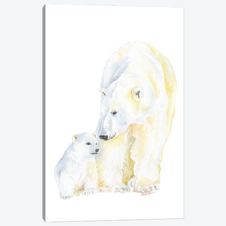 Polar Bear Mother And Cub Canvas Print #SWO59} by Susan Windsor Canvas Art Print