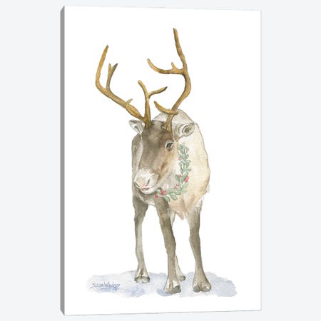 Christmas Caribou Canvas Print #SWO64} by Susan Windsor Canvas Art Print