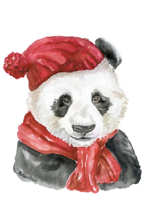 Panda With A Hat And Scarf