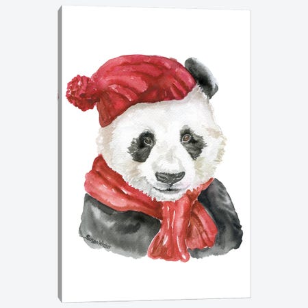 Panda With A Hat And Scarf Canvas Print #SWO67} by Susan Windsor Art Print