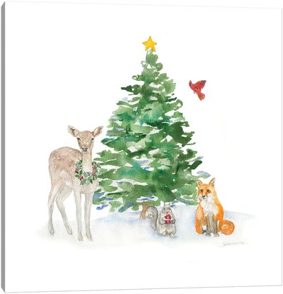 Woodland Animal Christmas Canvas Art Print - Susan Windsor
