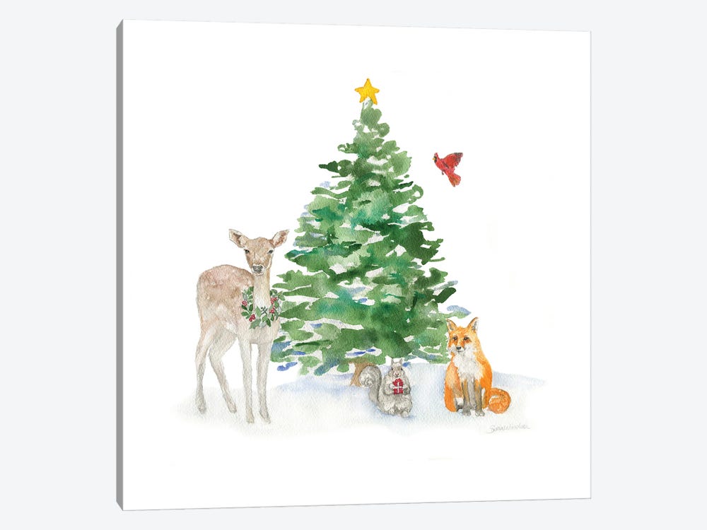 Woodland Animal Christmas by Susan Windsor 1-piece Canvas Art Print