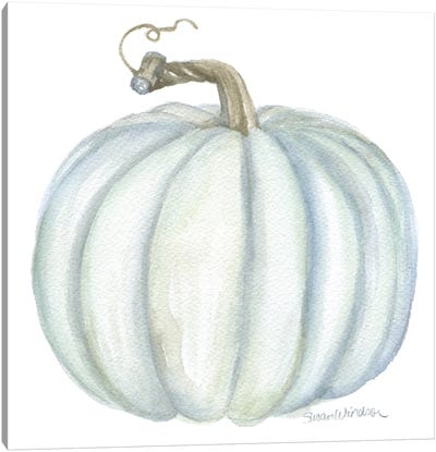 Gray Teal Pumpkin Canvas Art Print - Pumpkins
