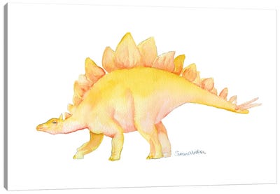 Yellow Stegosaurus Dinosaur Canvas Art Print - Kids Dinosaur Art
