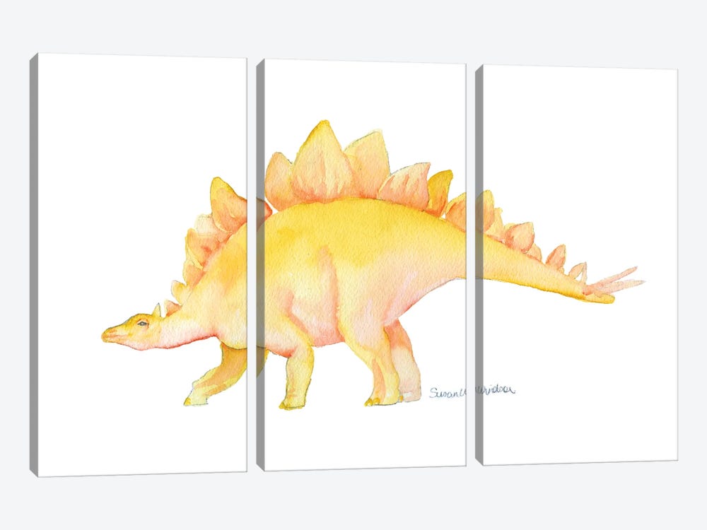Yellow Stegosaurus Dinosaur by Susan Windsor 3-piece Canvas Artwork