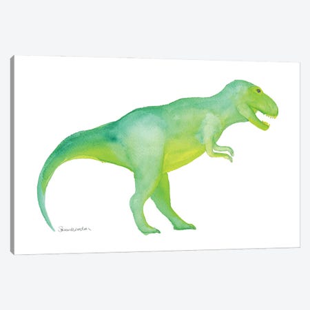 Bright Green T. Rex Dinosaur Canvas Print #SWO72} by Susan Windsor Canvas Print