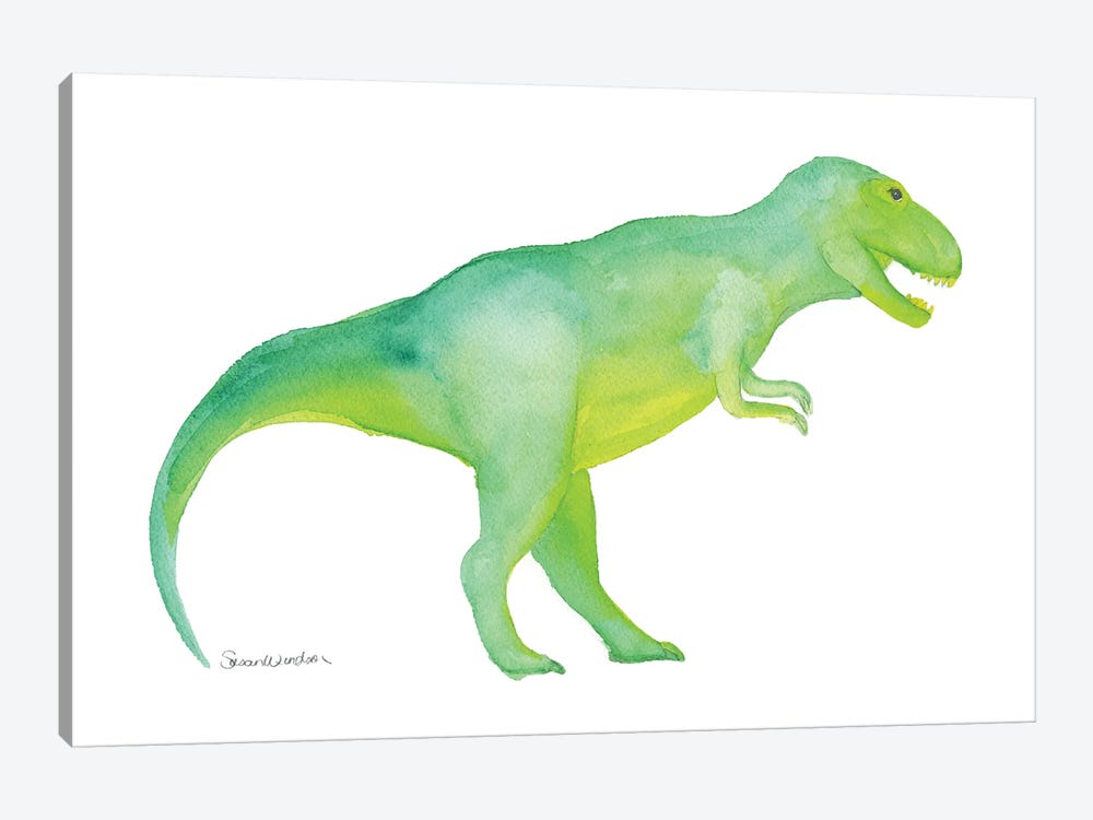 Bright Green T. Rex Dinosaur by Susan Windsor 1-piece Canvas Art Print