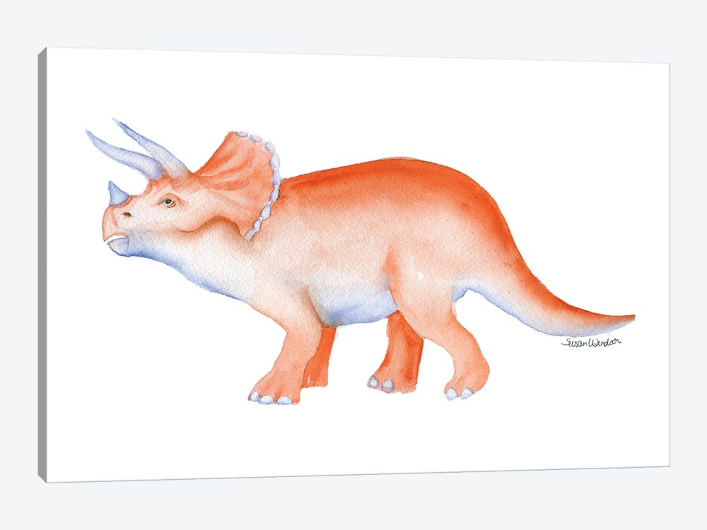 Orange Triceratops Dinosaur by Susan Windsor 1-piece Canvas Wall Art