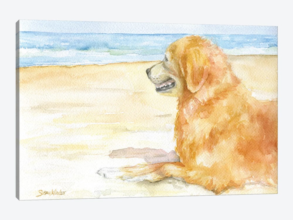 Golden Retriever On The Beach by Susan Windsor 1-piece Canvas Art Print
