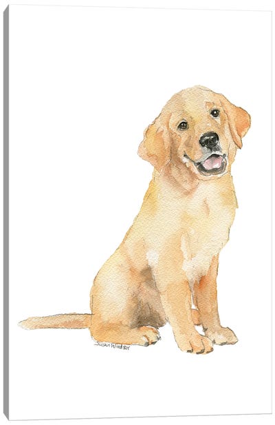 Golden Retriever Puppy Sitting Canvas Art Print - Golden Retriever Art