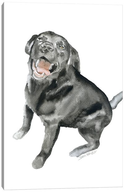 Happy Black Labrador Canvas Art Print - Susan Windsor