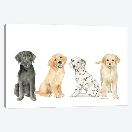 Cute Puppy Lineup Canvas Print #SWO82} by Susan Windsor Canvas Art