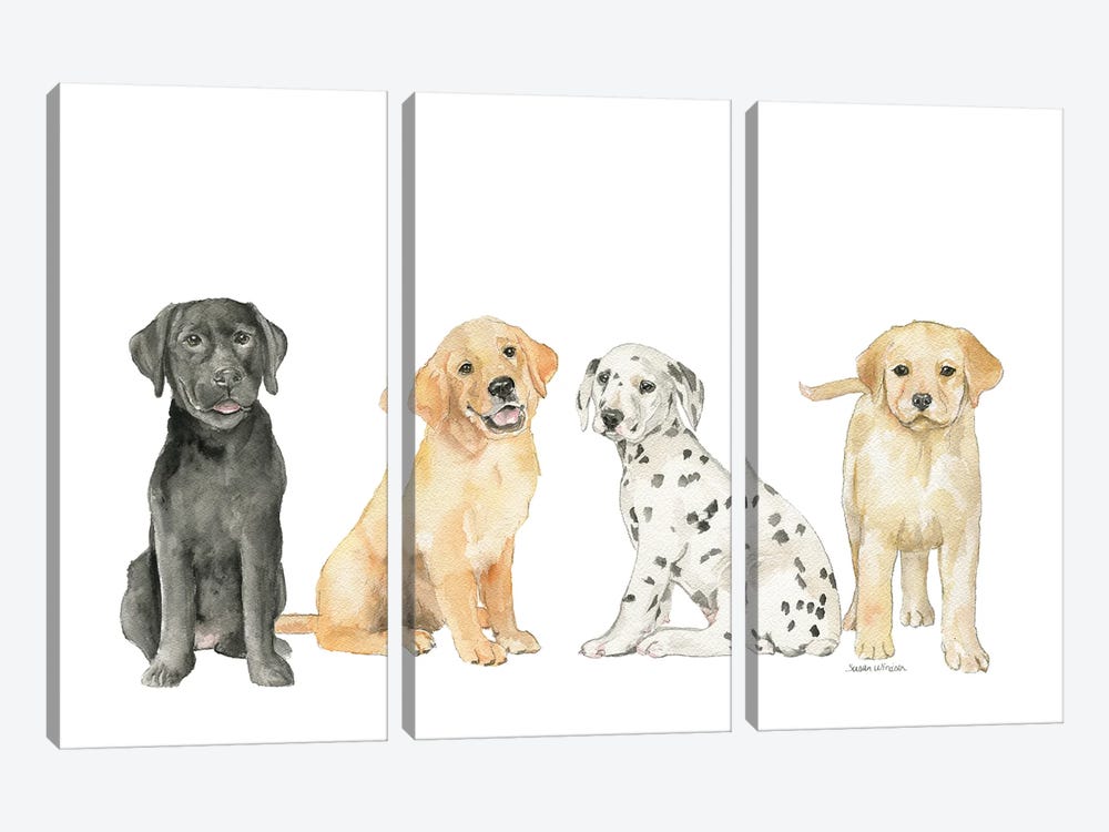 Cute Puppy Lineup by Susan Windsor 3-piece Canvas Wall Art