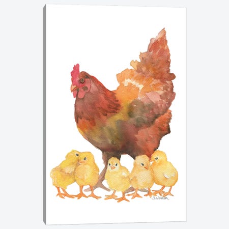 Hen And Chicks Canvas Print #SWO86} by Susan Windsor Canvas Art Print