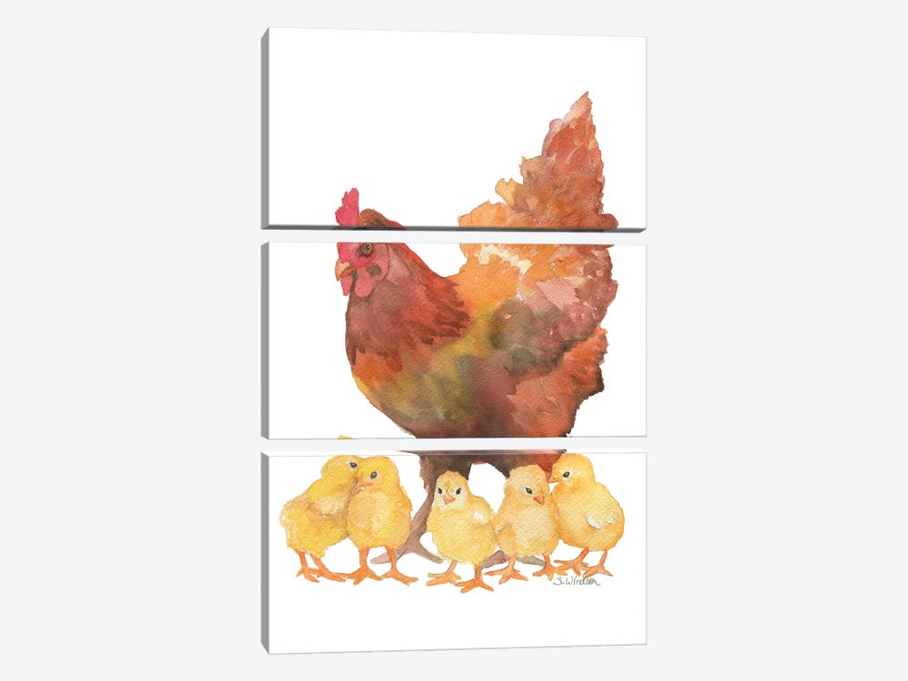 Hen And Chicks by Susan Windsor 3-piece Canvas Art