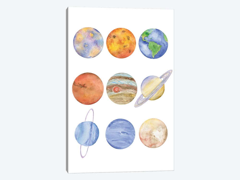 Nine Planets Watercolor by Susan Windsor 1-piece Canvas Art Print